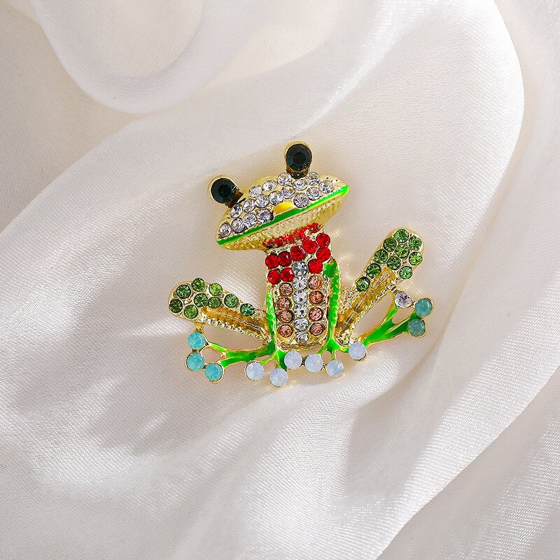 Brooch Factory - Fashion Korean Frog Animal Rhinestone Brooch