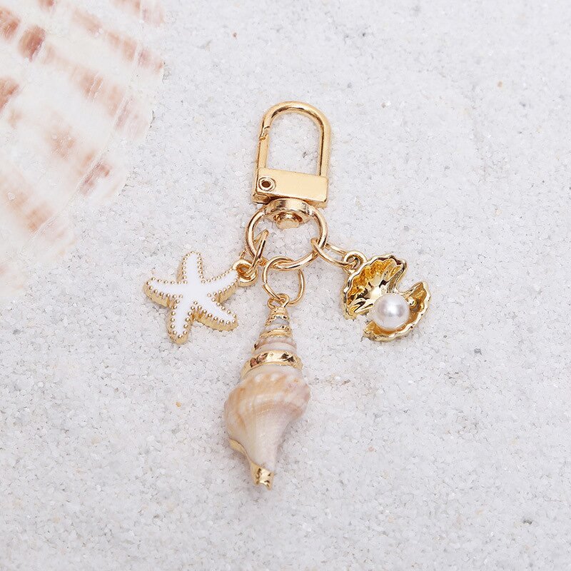 Keychain Factory - Natural Shell Conch Pearl Bag Pendant
