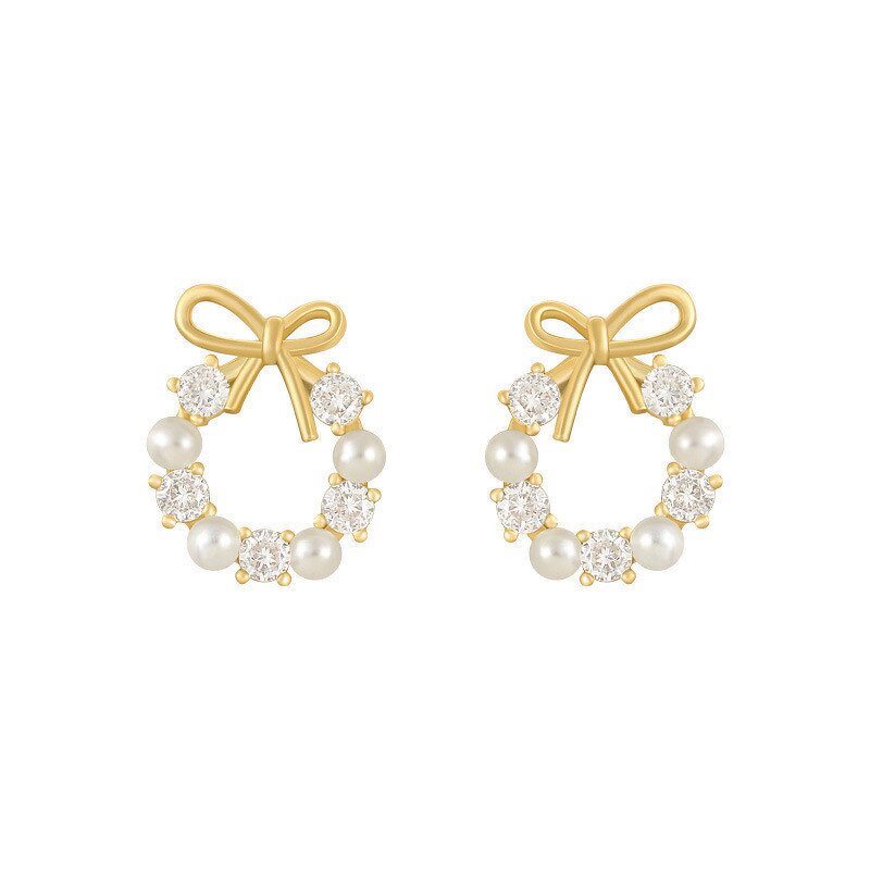 Crystal Earrings Factory - Purple Pink Flower Korean Alloy