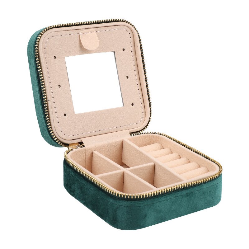 Jewelry Box Factory - Custom Velvet Leather Travel Case with Mirror