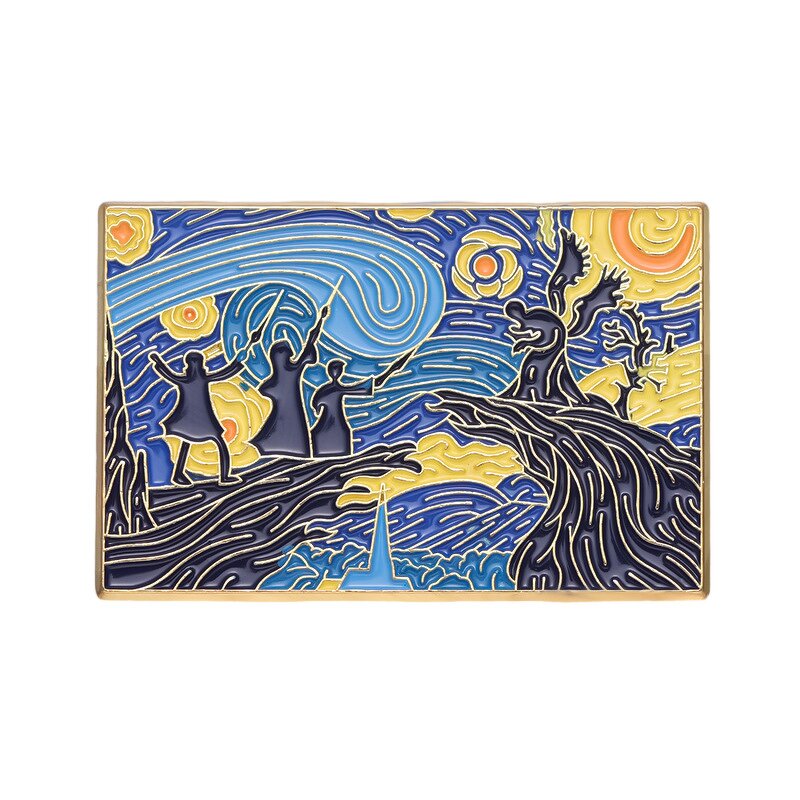 Brooch Factory - Van Gogh Oil Painting Castle Starry Sky Brooch