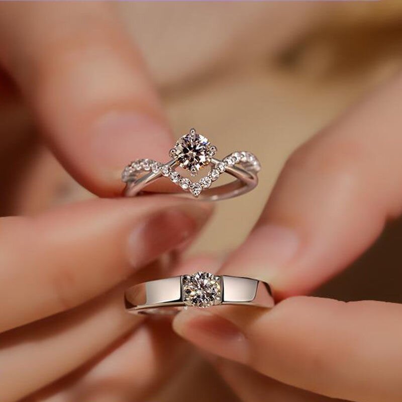 Couple Rings Factory - High-Grade Diamond Open Adjustable Set