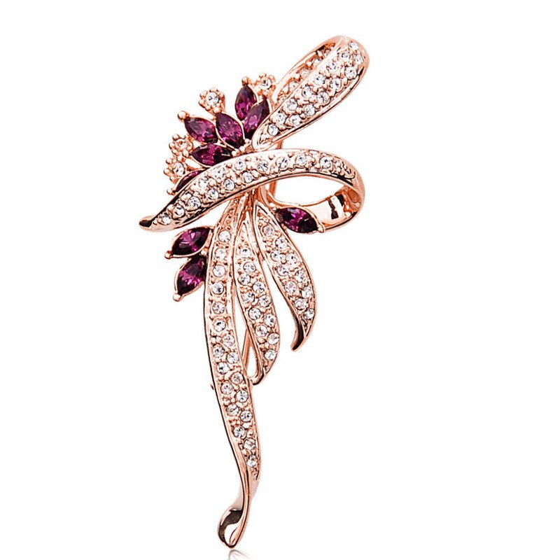 Brooch Factory - Elegant Crystal Vintage Flower Brooch Pin