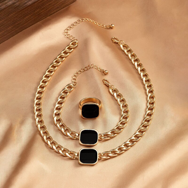 Necklace Set Factory - 18K Gold Plated Oil Dripping Cuban Chain