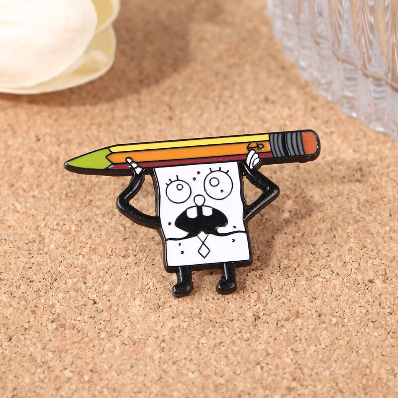 Metal Badge Factory - Creative Holding Pencil Cartoon Alloy Pin