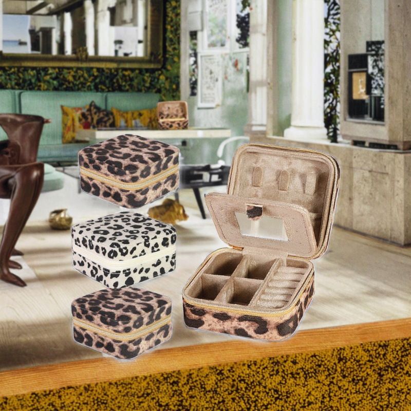 Jewelry Box Factory - Portable Leopard Print PU Leather Organizer