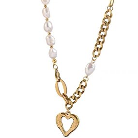 Necklace Factory - Non Tarnish Stainless Steel Pearl Heart Pendant