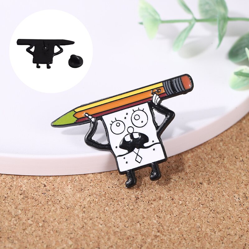 Metal Badge Factory - Creative Holding Pencil Cartoon Alloy Pin