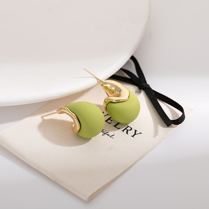 Earrings Factory - Korean Mint Green Water Drop Clip Earrings