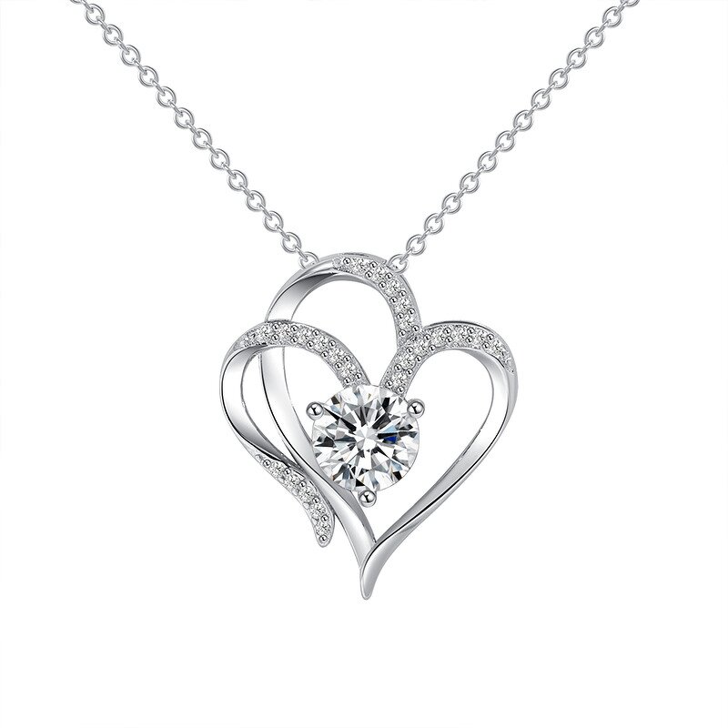 Necklace Factory - Zircon Inlaid Heart-shaped Elegant Necklace