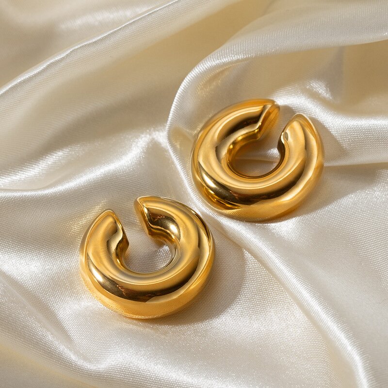 Hoop Earring Factory - 18K Gold Plated Big Clip on Earrings