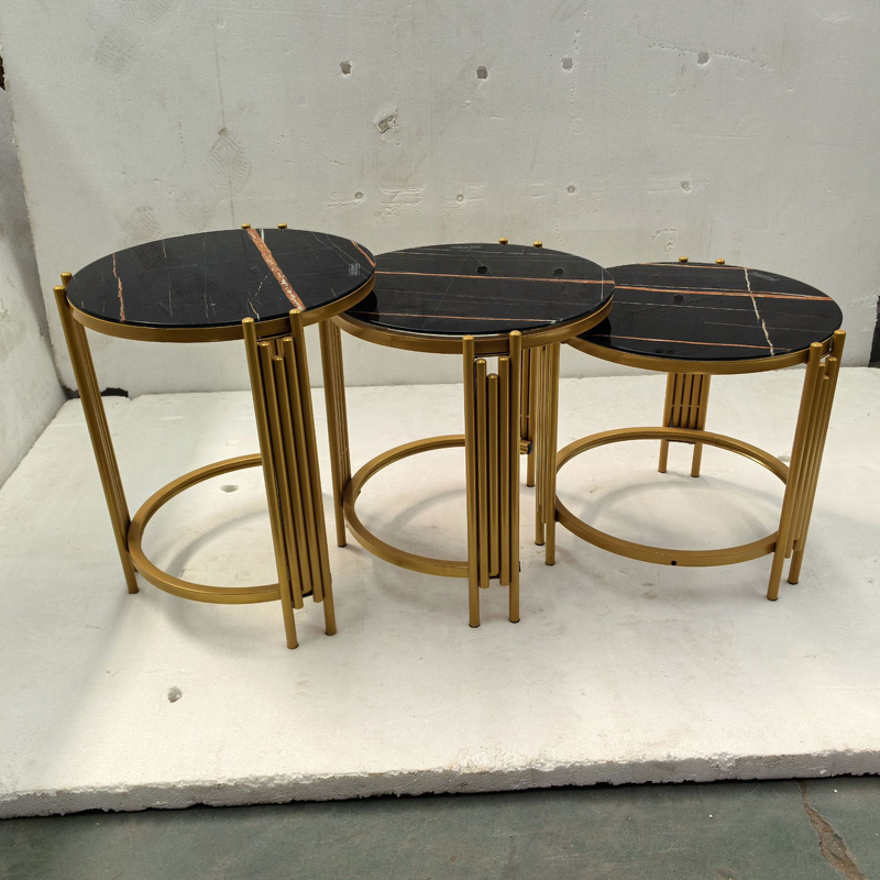 Coffee Table Set Manufacturer - Round Glass Marble Set
