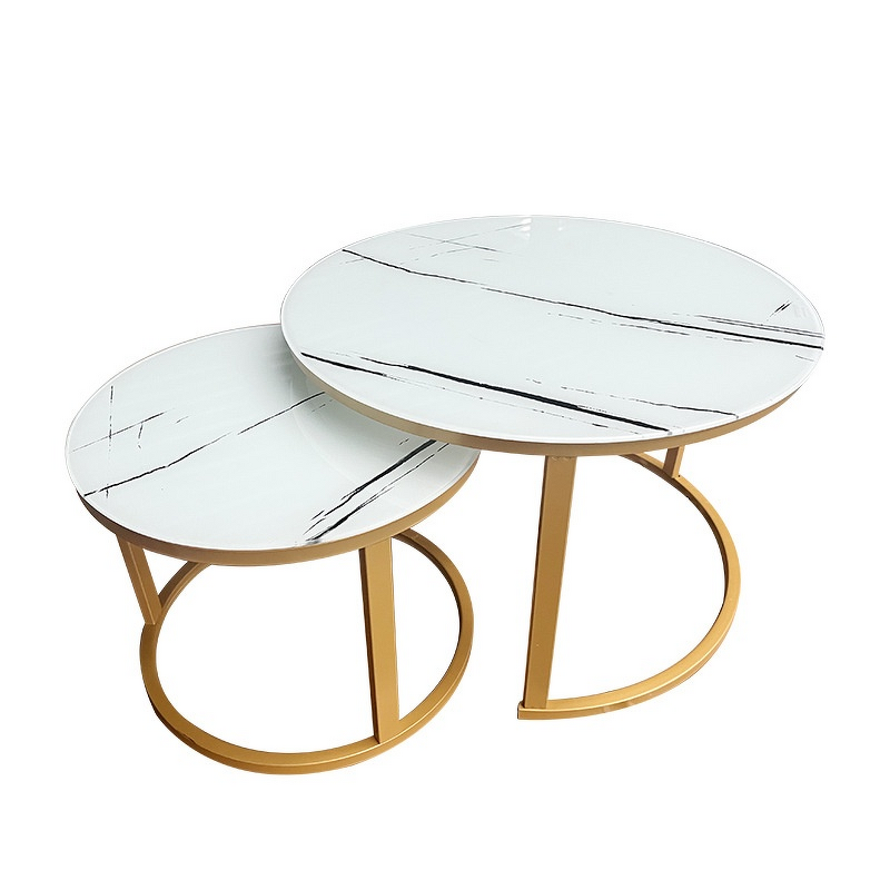 Coffee Table Set Manufacturer - Round Glass Marble Set