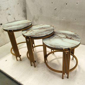 Coffee Table Set Manufacturer - Round Glass Marble Set
