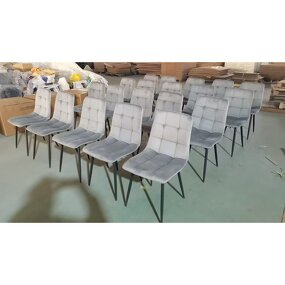 Dining Chair Factory - Velvet Upholstered Metal Chair