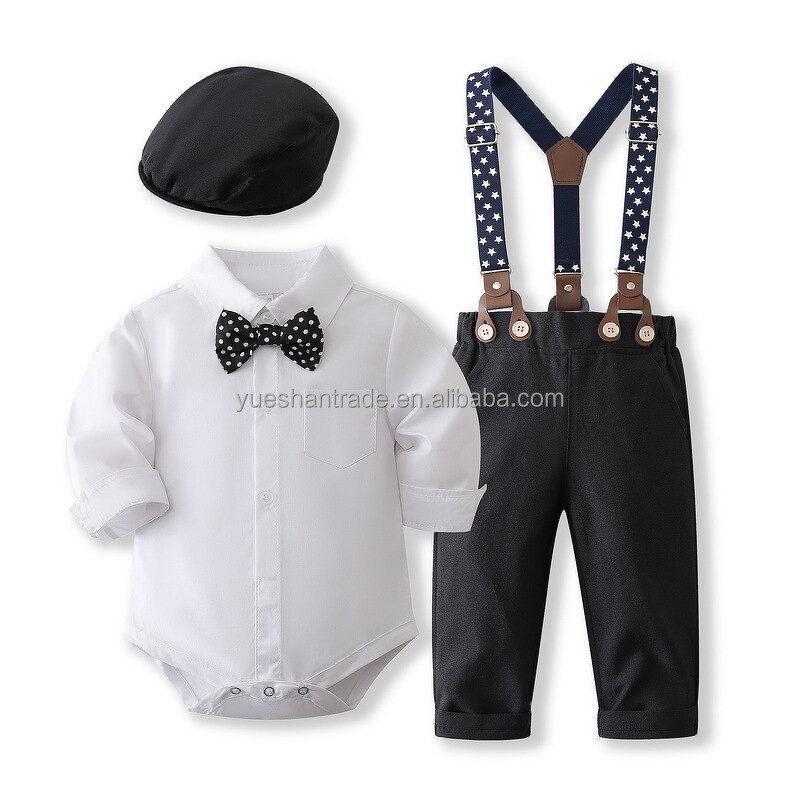 Baby Boy Clothes Set Factory - Custom Logo Bowtie Romper Formal Suit