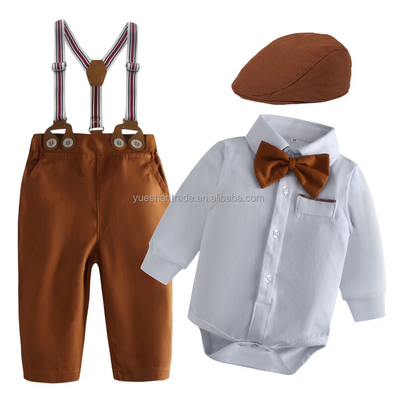 Baby Boy Clothes Set Factory - Custom Logo Bowtie Romper Formal Suit
