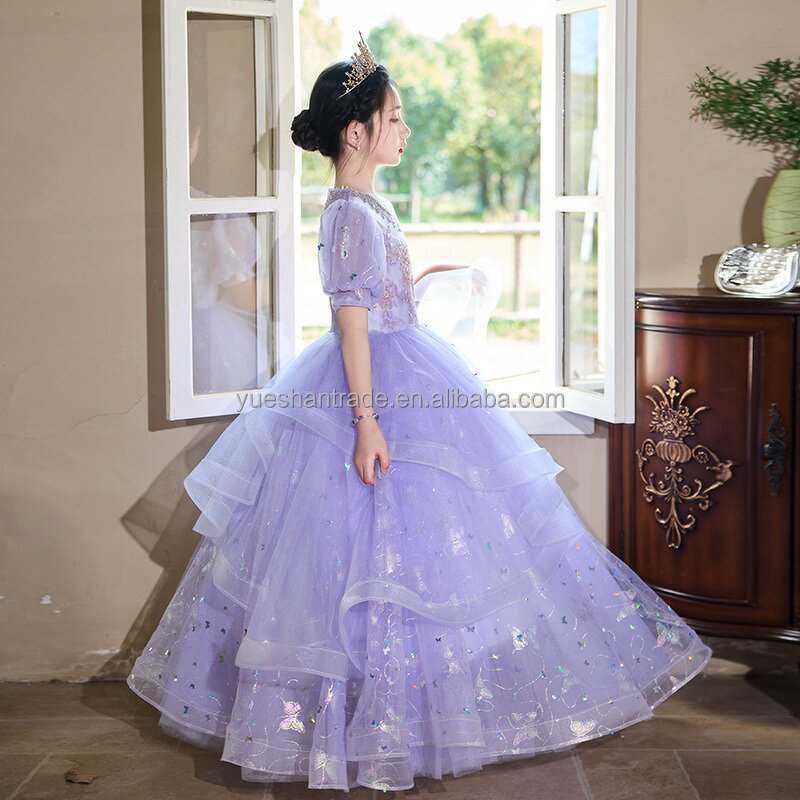 Princess Dress Factory - Purple Satin Evening Party Gown for Kids