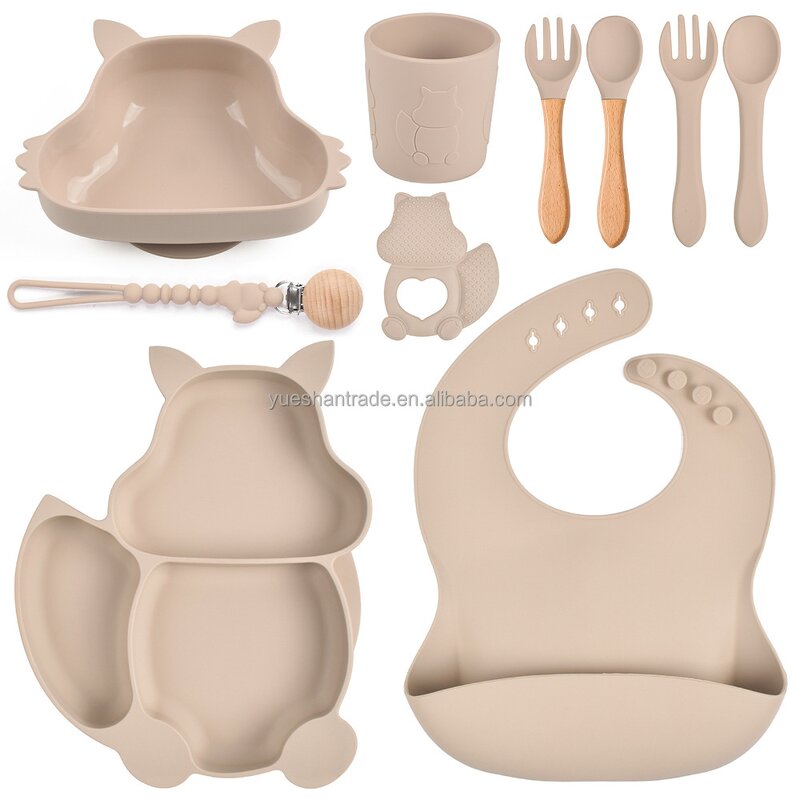 Baby Dining Set Factory - Silicone Bib Bowl Plate Fork Spoon Set