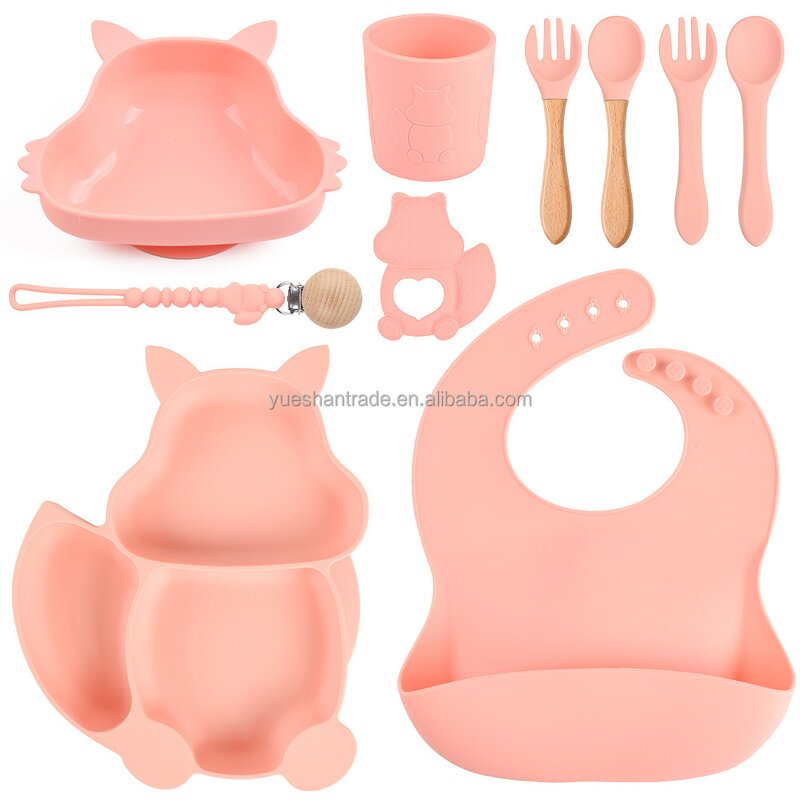 Baby Dining Set Factory - Silicone Bib Bowl Plate Fork Spoon Set