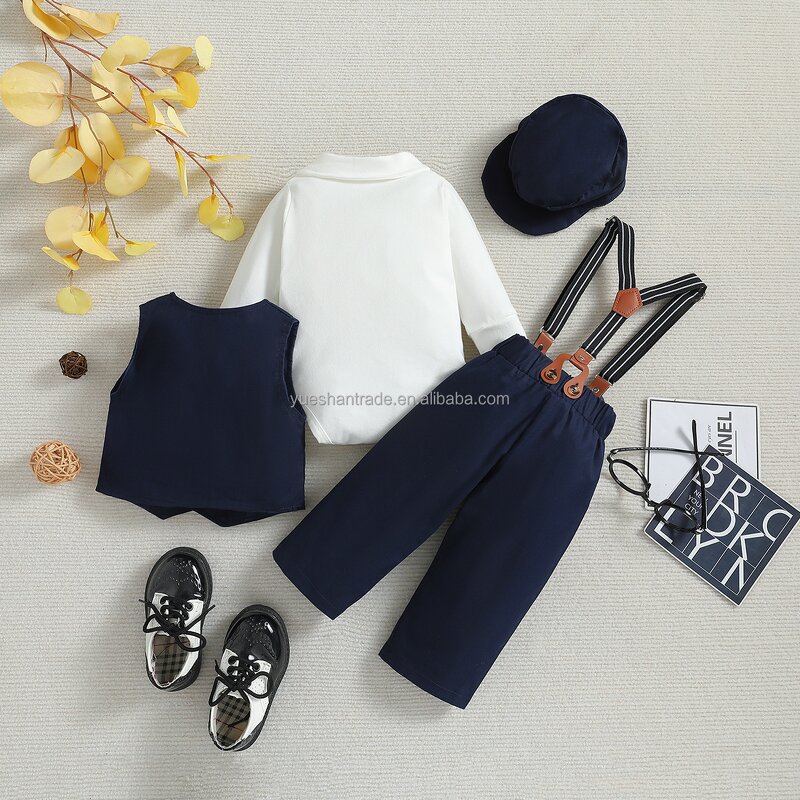 Baby Suit Factory - Formal Gentleman Vest Overalls 4-piece Set