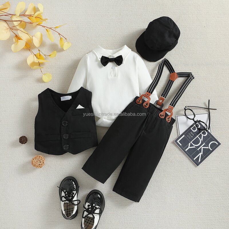 Baby Suit Factory - Formal Gentleman Vest Overalls 4-piece Set