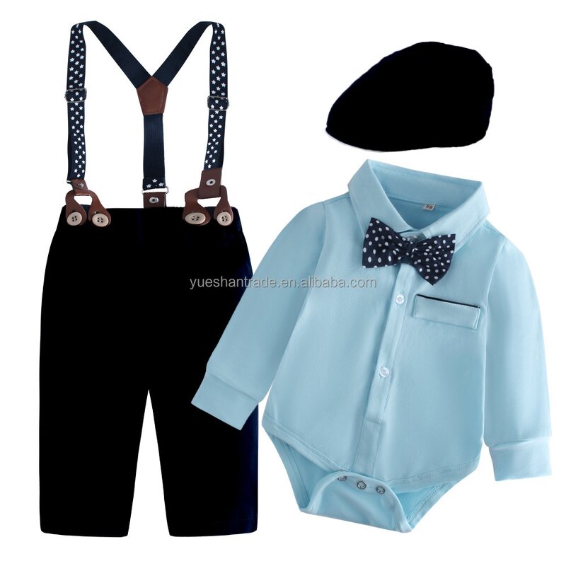 Baby Boy Clothes Set Factory - Custom Logo Bowtie Romper Formal Suit