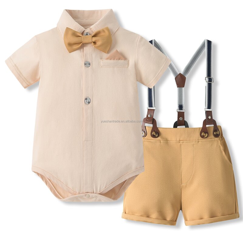 Baby Boy Clothes Set Factory - Wholesale Cotton Bowtie Romper Set