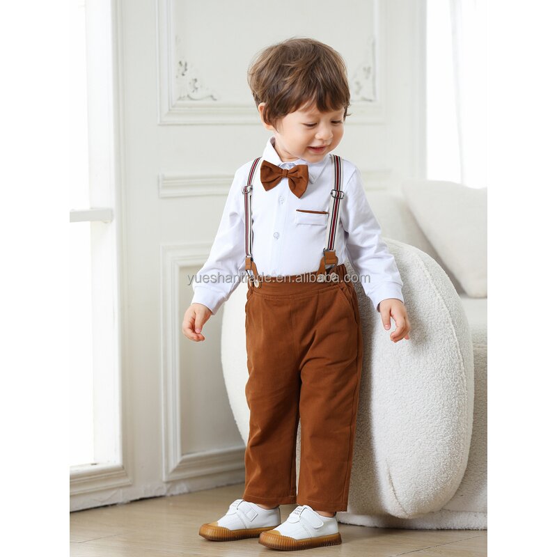 Baby Boy Clothes Set Factory - Custom Logo Bowtie Romper Formal Suit