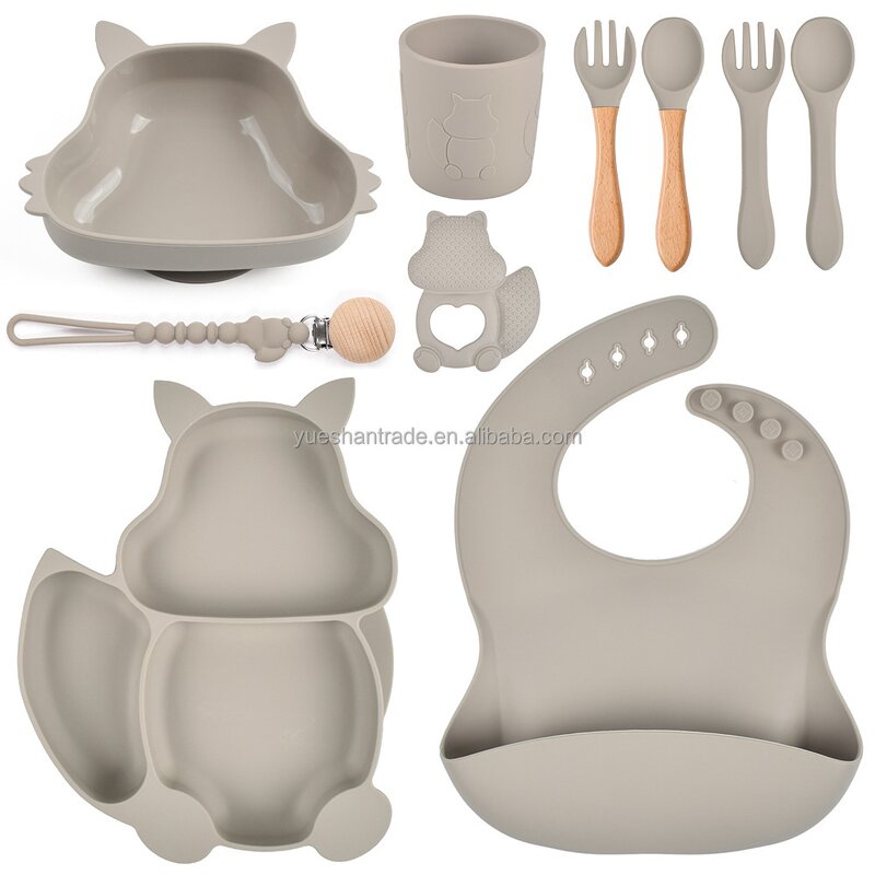 Baby Dining Set Factory - Silicone Bib Bowl Plate Fork Spoon Set