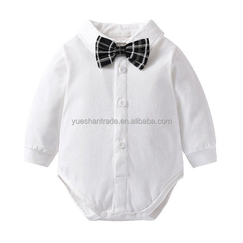 Baby Boy Clothes Set Factory - Gentleman Suit Plaid Romper Set