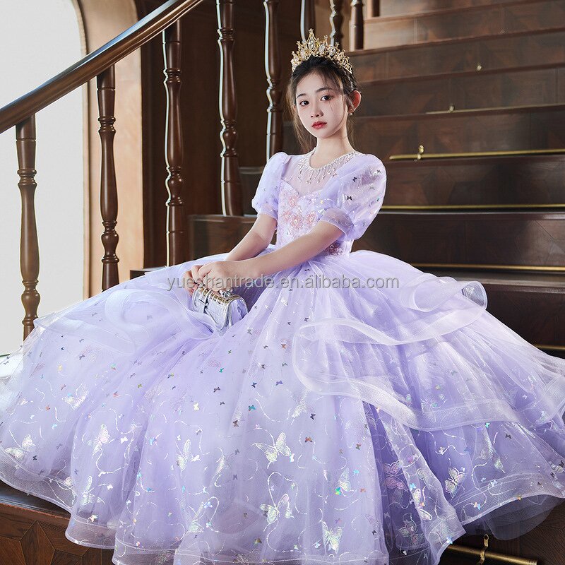 Princess Dress Factory - Purple Satin Evening Party Gown for Kids
