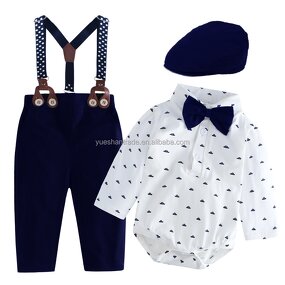Baby Boy Clothes Set Factory - Custom Logo Bowtie Romper Formal Suit