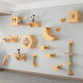 Pet Furniture Factory - Solid Wood Wall Shelves Climbing Rack