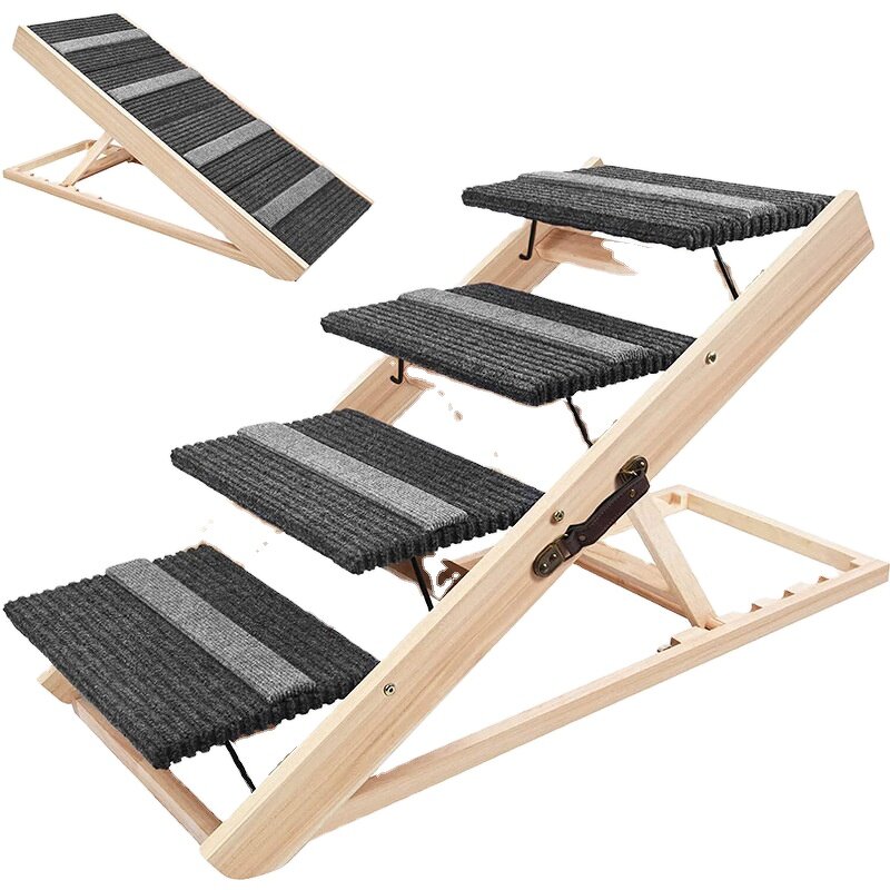 Pet Ramp Factory - Foldable 2-in-1 Dog Stairs Wooden Ladder