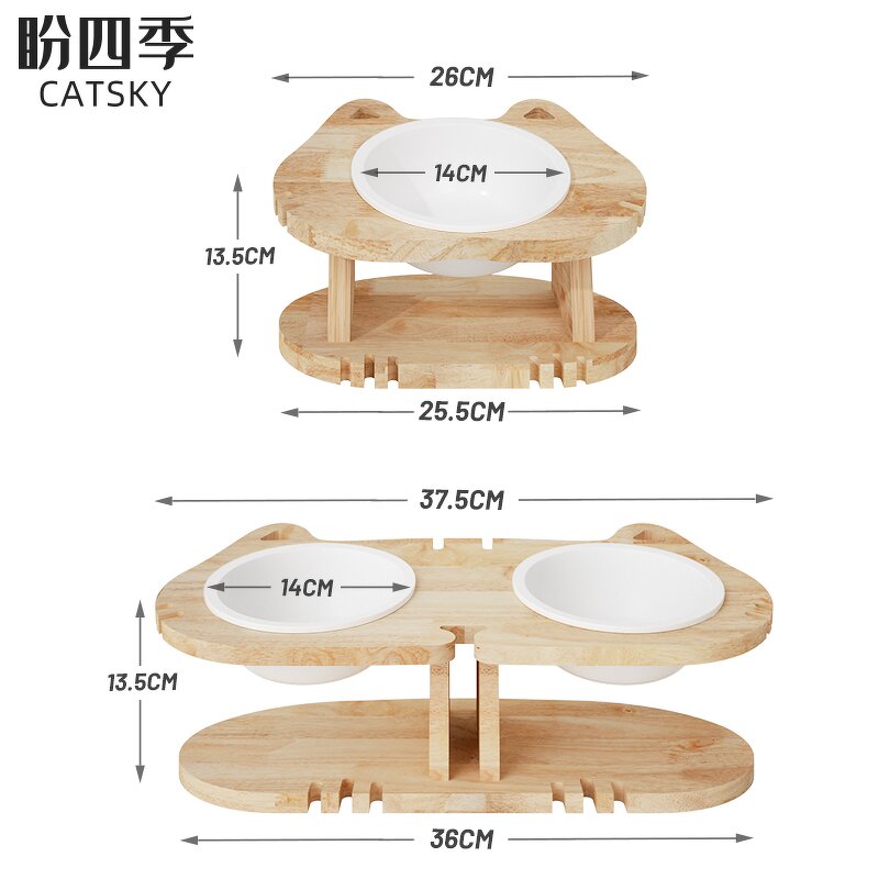 Cat Bowls Factory - Self-Developed Customizable Oak Elevated Feeder