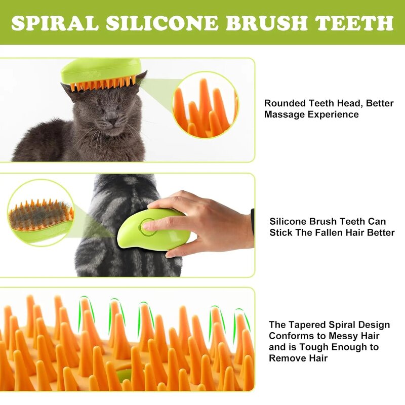 Pet Comb Factory - 3 in 1 Rechargeable Silicone Steam Brush