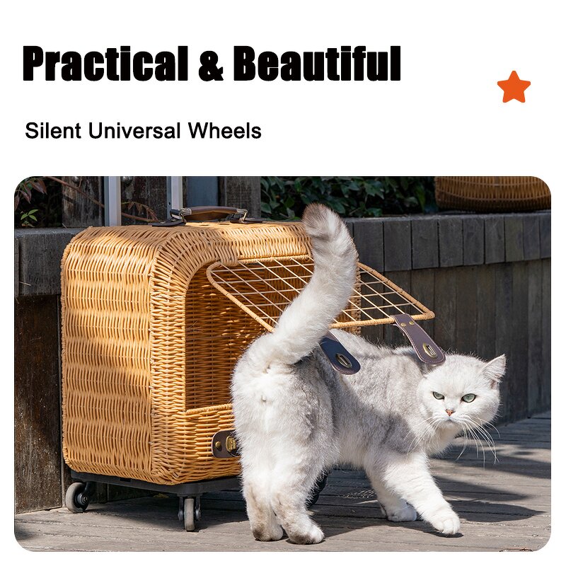 Pet Carrier Bag Factory - Handmade Rattan Weaving Travel Trolley