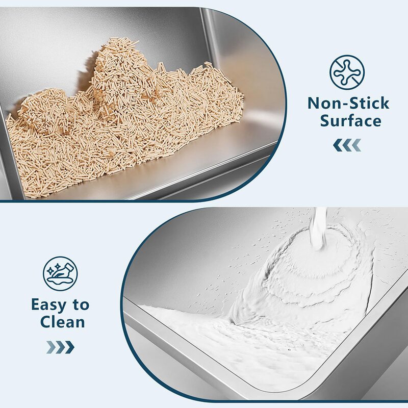 Cat Litter Box Factory - Oversized Open Stainless Steel Splash Proof