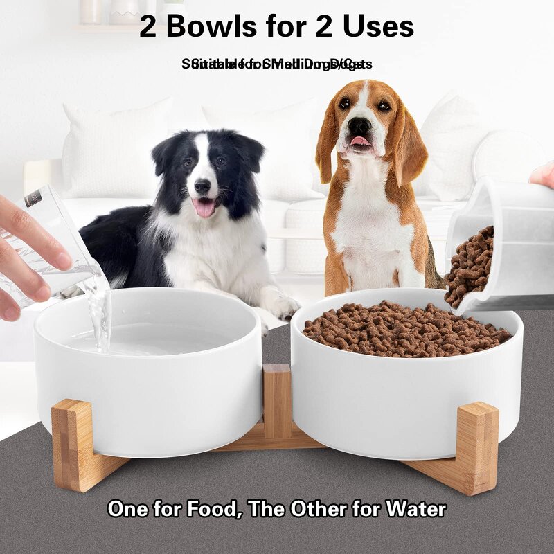 Pet Bowl Factory - Custom Wooden Rack Ceramic Double Bowl