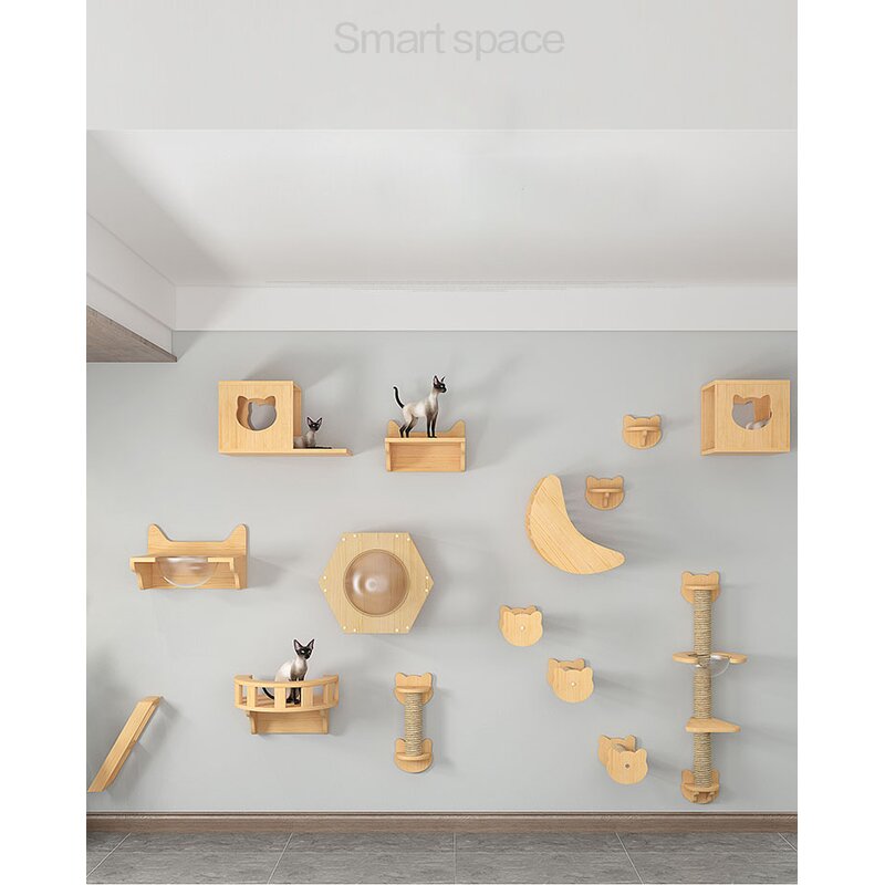 Pet Furniture Factory - Solid Wood Wall Shelves Climbing Rack