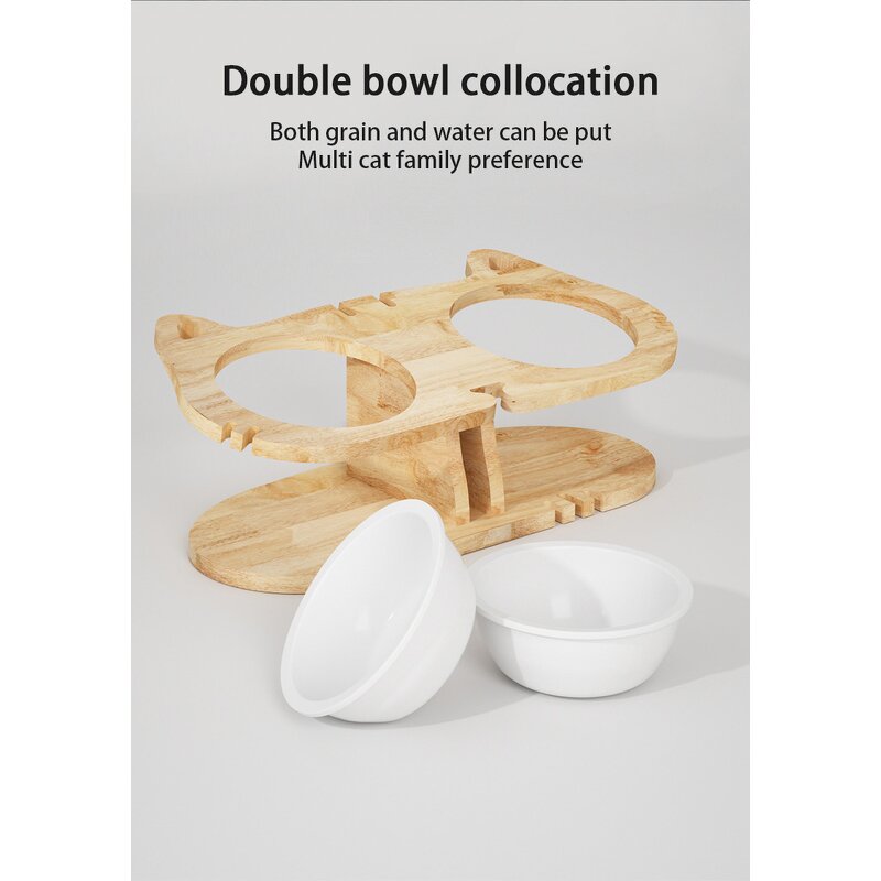 Pet Bowl Factory - Solid Wood Elevated Double Bowl Dining Table