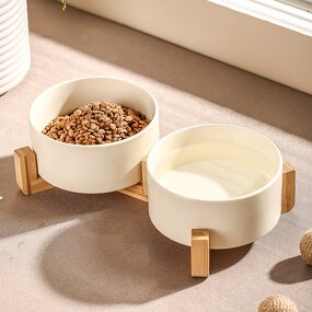 Pet Bowl Factory - Custom Wooden Rack Ceramic Double Bowl