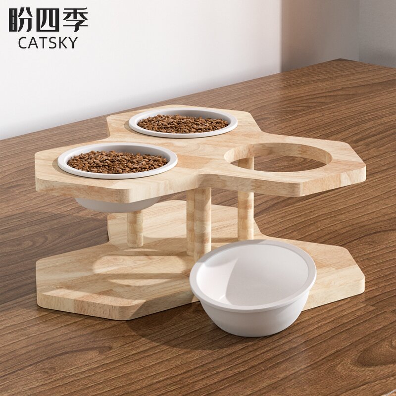 Pet Feeder Factory - New Design Solid Wood Raised Food Bowl
