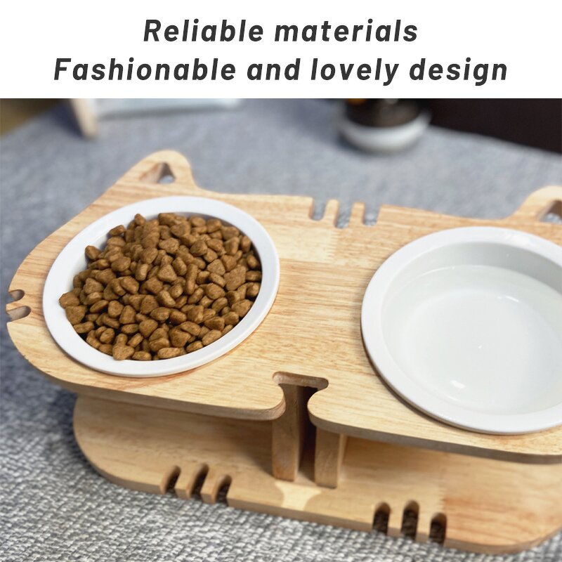 Cat Bowls Factory - Self-Developed Customizable Oak Elevated Feeder