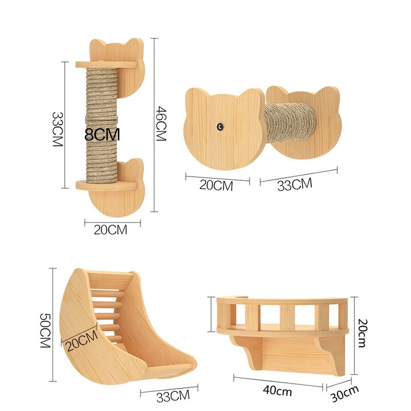Pet Furniture Factory - Solid Wood Wall Shelves Climbing Rack