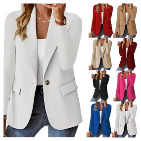 Blazers Factory - Women's Large Size Solid Color Office Jacket