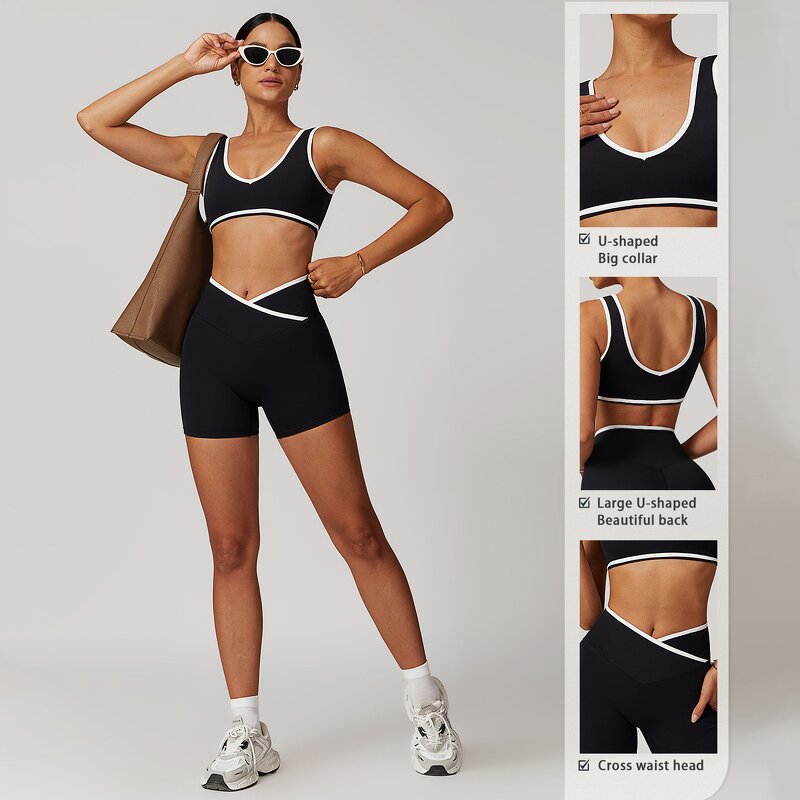 Sportswear Set Factory - Women Fitness Bra Tank Top Shorts Set