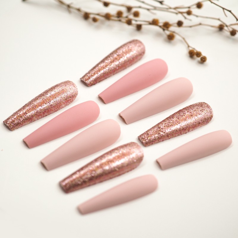 False Nails Factory - Full Cover Ballerina Long Press Artificial