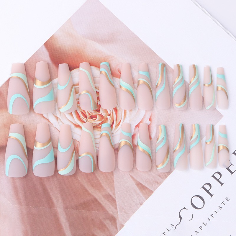 False Nails Factory - Wholesale Gold Line Wave Ballet Frosted